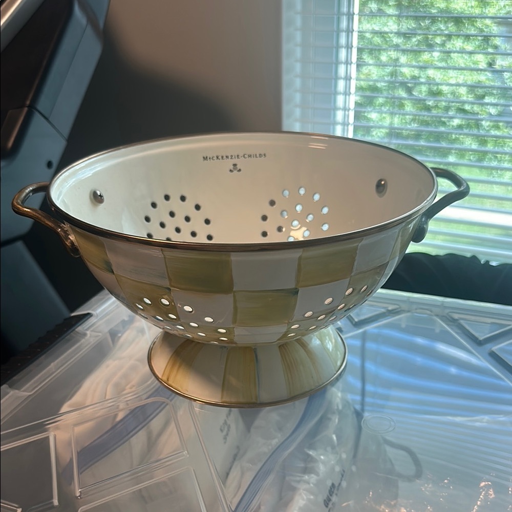 MacKenzie-Childs Parchment Check Large Checkered Colander
